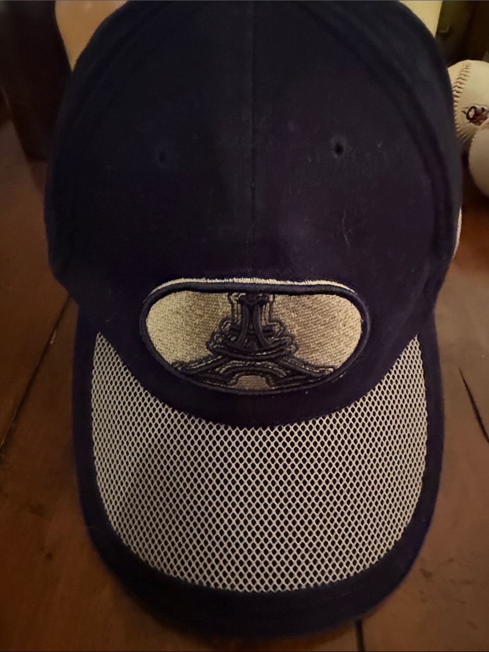 Men's Navy and White Mesh Baseball Cap